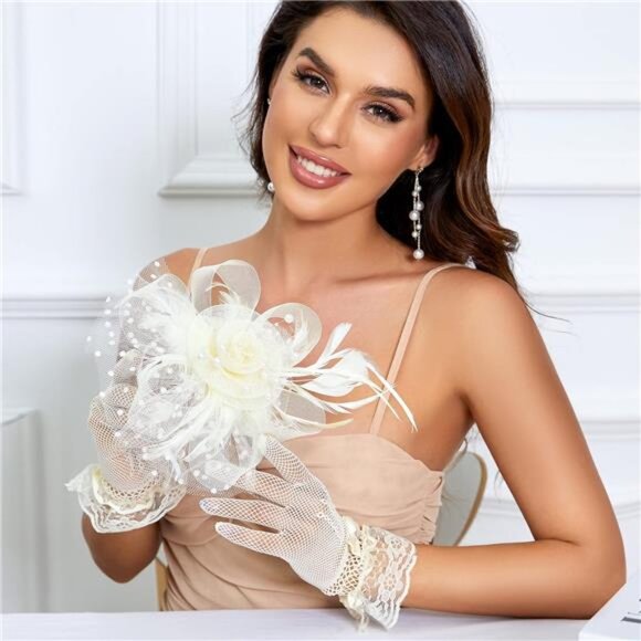 Fascinators Hat Clip Hat Wedding Cocktail Tea Party Headwear and Short Lace - Picture 7 of 8